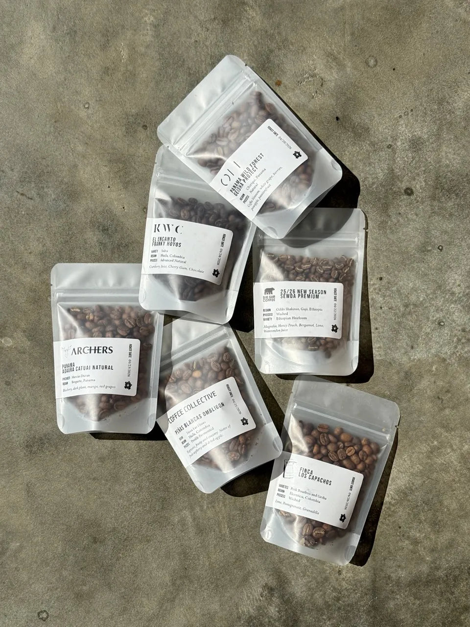 The Bean Archives subscription — six 60-gram bags from six roasters